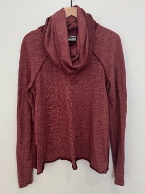 Free‎ People Beach Two Body Cowl Neck Pullover Heather Red Long Sleeve Top OS